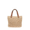 Ninakuru agave straw bag with leather strap, cotton canvas lining, leather pocket.
